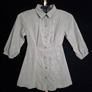 Zara Girl's Long Sleeve Button Down Dress Green 8